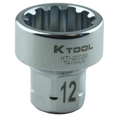 KTI20662 image(0) - K Tool International Spline Socket 1/4 in. Dr 12 mm