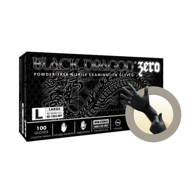 MFXBD1001NPF-S image(0) - Microflex BLACK DRAGON ZERO PF NITRILE EXAM GLOVES SMALL