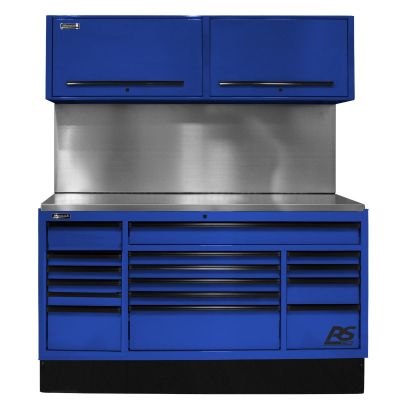 HOMBLCTS72001 image(0) - Homak Manufacturing 72 in. CTS Centralized Tool Storage with Solid Back Splash Set, Blue