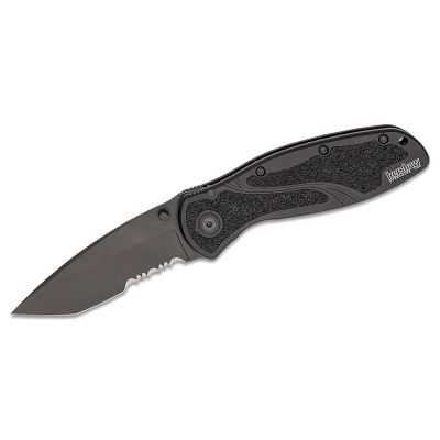 KER1670TBLKST image(0) - Kershaw Tanto Blur-Serrated Assisted Open Inset Liner Lock Tanto Blade EDC Folding Pocket Knife - Black