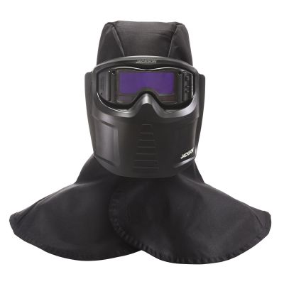 JCK46200 image(0) - Jackson Safety Jackson Safety - Welding Mask and Hood Kit - Auto Darkening -  Thermoplastic - 1.38" x 3.54" Viewing Area - Shade 3/5-12 ADF - Black - Rebel Series