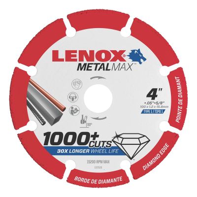 LEX1972920 image(0) - Lenox Tools LENOX DIAM CUTOFF WHEEL AG 4" X 5/8"