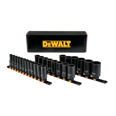 DWTDWMT19242 image(0) - DeWalt  Deep Impact Socket Set, 26-Piece, 1/2" Drive Metric