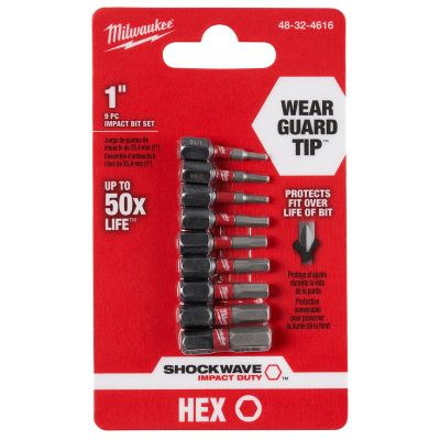 MLW48-32-4616 image(0) - Milwaukee Tool SHOCKWAVE Impact Hex Insert Bit Set -9PC