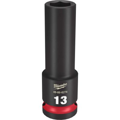 MLW49-66-6274 image(0) - Milwaukee Tool SHOCKWAVE Impact Duty  1/2"Drive 13MM Deep 6 Point Socket