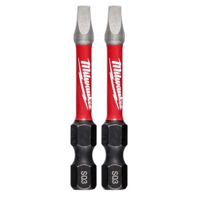 MLW48-32-4910 image(0) - Milwaukee Tool SHOCKWAVE 2" Impact Square Recess #3 Power Bits (2 PK)