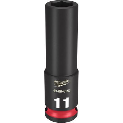 MLW49-66-6153 image(0) - Milwaukee Tool SHOCKWAVE Impact Duty  3/8"Drive 11MM Deep 6 Point Socket