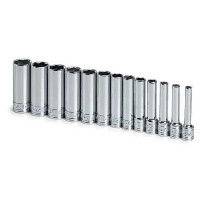 SKT1312 image(0) - S K Hand Tools SOCKET SET 1/4IN. DRIVE 13PC METRIC DEEP 6 POINT