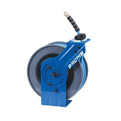 BLBBBRDA1250-AIO image(0) - BluBird BluBirdAll-in-OneRubber Air Hose Reel 1/2" X 50(Dual Arm ) with 3' Lead-in-Hose.Includes FreeStyle, Sshhh Tek, and Safety Rewind Features.