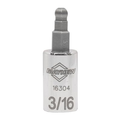 MAY16304 image(0) - Mayhew Mayhew 3/16-Inch SAE Ball Hex Short Insert Socket Bit, 1/4-Inch Drive