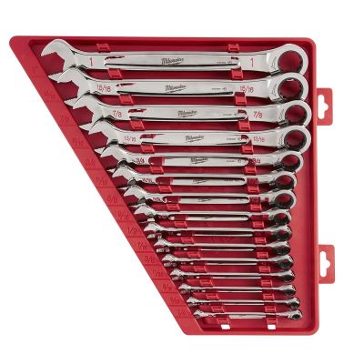 MLW48-22-9416 image(0) - Milwaukee Tool 15pc Ratcheting Combination Wrench Set - SAE