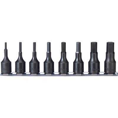 KKNRS3012M-8-L52 image(0) - Ko-ken USA RS3012M/8-L52 8 Piece 3/8 Sq. Dr. Impact Metric Hex Bit Socket set  3mm-12mm