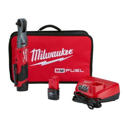 MLW2557-22 image(0) - Milwaukee Tool M12 FUEL 3/8" Ratchet 2 Battery Kit