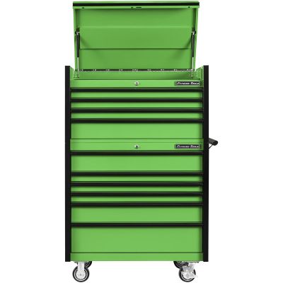 EXTDX4110CRGK image(0) - Extreme Tools DX Series 41"W x 25"D 4 Drawer Top Chest & 6 Drawer  Roller Cabinet Combo - Green, Black Drawer Pulls