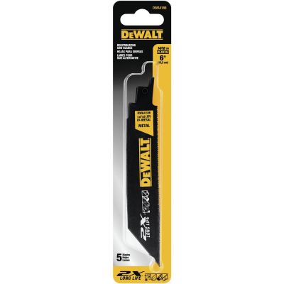 DWTDWA4186 image(0) - DeWalt 5pk 6 inch 14/18 tpi Metal cutting recip blades