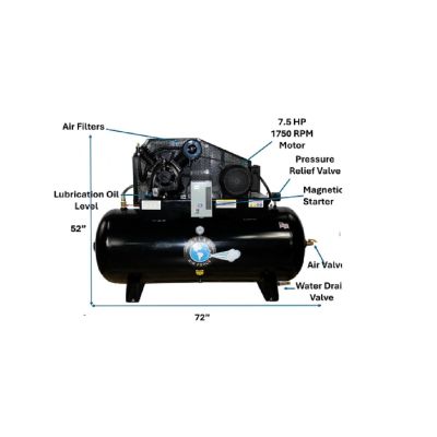 ATEMPAF9-120H image(1) - Atlas Automotive Equipment 7.5HP 120 Gallon Horizontal Air Compressor (WILL CALL)