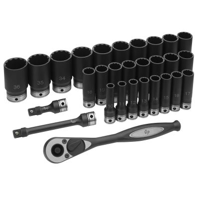 GRE82229MD image(0) - Grey Pneumatic 1/2" Dr. 29pc Metric Deep Duo-Socket Set - 12 Pt.