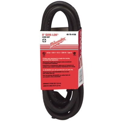 MLW48-76-4108 image(0) - Milwaukee Tool 8 FT. QUIK-LOK TWIST STYLE 18 GAUGE PLUG CORD