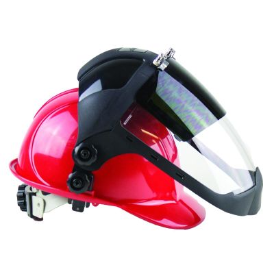 SRWS32152 image(0) - Sellstrom Sellstrom - Face Shield - DP4 Series - 9" x 12.125" x 0.060" Window - Clear AF with Shade 5 IR Flip Visor - Universal Hard Hat Slot Adaptor Headgear