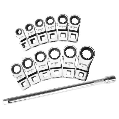 KTIXD2CWSM image(0) - K Tool International Crowsfoot Set 13 pc 3/8 in. Metric Ratcheting