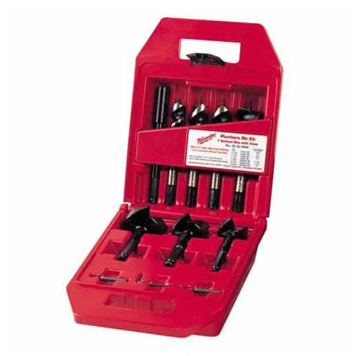 MLW49-22-0065 image(0) - Milwaukee Tool 7-PC PLUMBER'S SELFEED HIGH-SPEED STEEL WOOD BORING BIT SET