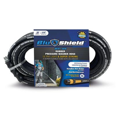 BLBPWP1425-CP image(0) - BluBird BluShield Lightweight 1/4" Rubber Pressure Washer Hose with Quick Connect Coupler Plug, 3100PSI Heavy Duty Kink Resistant - 25 Feet