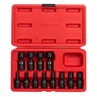 SUN1814 image(0) - Sunex SOCKET SET IMPACT 1/4IN. DRIVE 12 PC UNIV METRIC