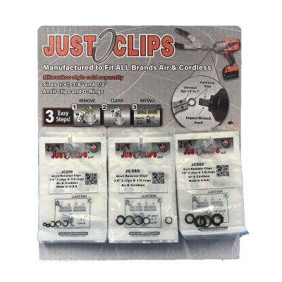 JSCJCSRD image(0) - Just Clips 3 Hook Display of 1/4", 3/8" & 1/2"  rings and o-rings