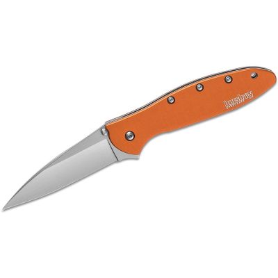 KER1660OR image(0) - Kershaw Leek Assisted Open Liner Lock Drop Point Blade EDC Folding Pocket Knife - Color Orange