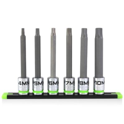 GETHBM6LS image(0) - Grip Edge Tools 6-PC 3/8'' Dr Long Metric RPT Hex Driver Set