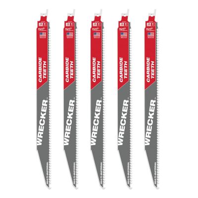 MLW48-00-5543 image(0) - Milwaukee Tool 12" 6 TPI THE WRECKER(TM) with Carbide Teeth SAWZALL(R) Blade 5 PK