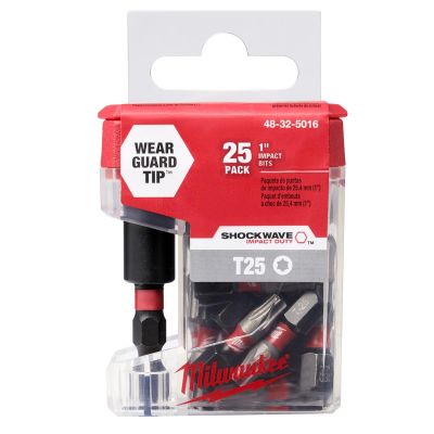 MLW48-32-5016 image(0) - Milwaukee Tool SHOCKWAVE INSERT BIT TORX T25 - 25PK Tic Tac w/ Bit Holder