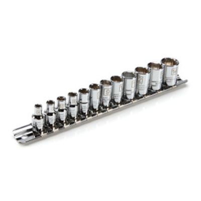 JSP78167 image(0) - J S Products 12-Piece 1/4-Inch Drive Shallow Depth 6-Point Chrome Metric Socket Set