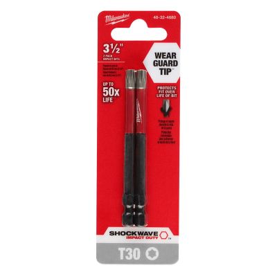 MLW48-32-4680 image(0) - Milwaukee Tool SHOCKWAVE Impact Duty 3-1/2" T30 Bit 2PK