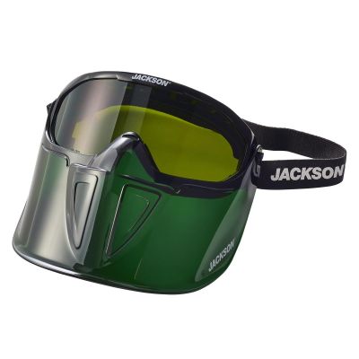 SRW21002 image(0) - Jackson Safety Jackson Safety - Safety Goggle - GPL500 Premium Series - Shade 5 IR Lens - Anti-Fog - with Flip-Up Detachable Face Shield - Green Body