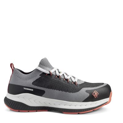 VFI4T8MBR-10 image(0) - Workwear Outfitters Terra Eclipse Athletic Work Shoe Grey/Red ESD Composite Toe Size 10