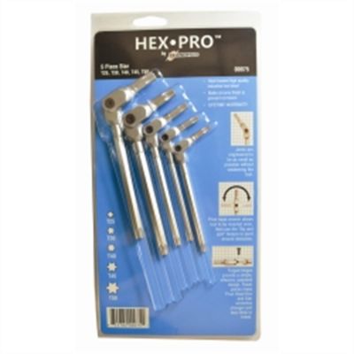 BND00075 image(0) - Bondhus Corp. 5PC HEX PRO PIVOT HEAD TORX WRENCH SET