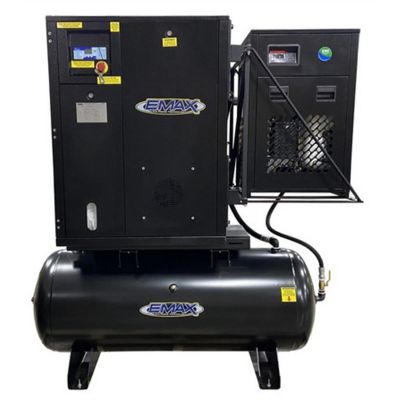 EMXERIK050003 image(0) - EMAX EMAX 5HP 3PH Industrial Rotary Screw Compressor-80 Gal Tank Mount w/Air Dryer