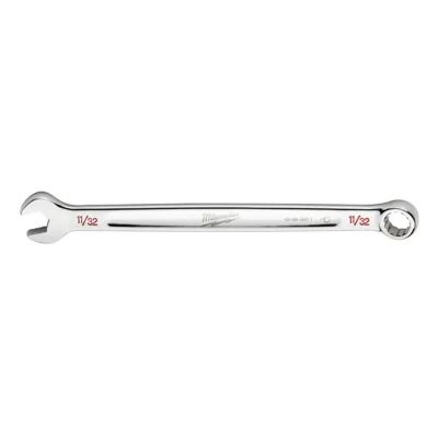 MLW45-96-9411 image(0) - Milwaukee Tool 11/32" SAE Combination Wrench, 12-Point, Steel, Chrome, Ergonomic, I-Beam Handle