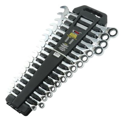 KTI45600 image(0) - K Tool International 16-piece Metric Ratcheting Reversible Wrench Set