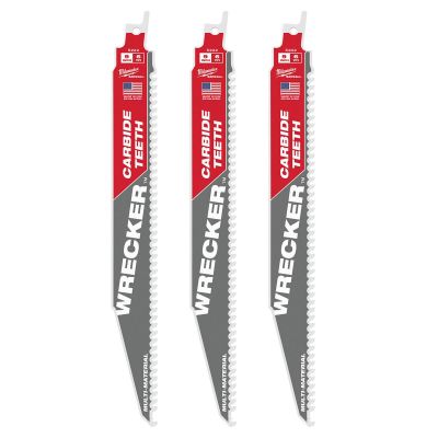 MLW48-00-5342 image(0) - Milwaukee Tool 9" 6 TPI THE WRECKER with Carbide Teeth SAWZALL Blade 3PK