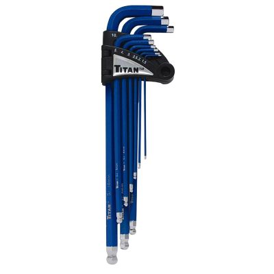 TIT12714 image(0) - TITAN 9 Pc. Xtra Long Arm Ball End Hex Key Set (Metric)