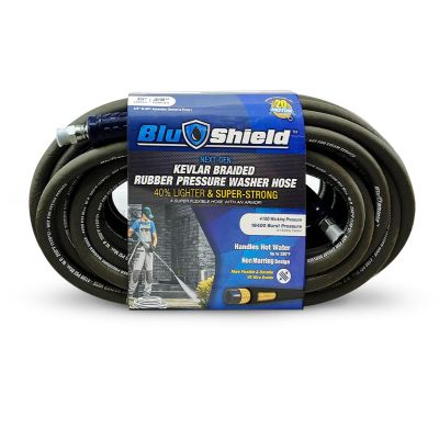 BLBPW3815 image(0) - BluBird BluShield Aramid Braided 3/8" Rubber Pressure Washer Hose 4100PSI Heavy Duty Lightweight - 15 Feet