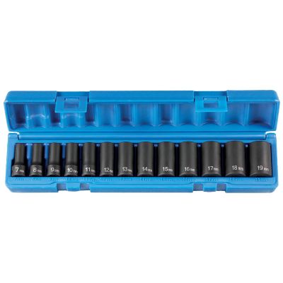 GRE1203MSD image(0) - Grey Pneumatic 3/8" Drive 13 Piece Semi Deep 12 Point Metric Set