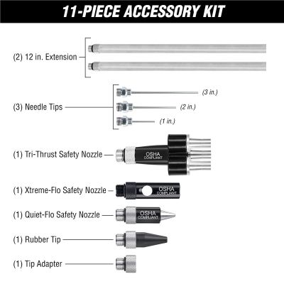 LEGAG1211FZ image(0) - Legacy Manufacturing Flexzilla® X3 Blow Gun Kit 11-Piece, ZillaGreen®