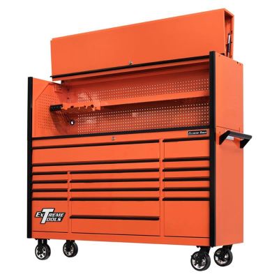 EXTDX7218HROK image(0) - Extreme Tools DX 72" Hutch & 17 Drawer Roller Cabinet Combo, Orang