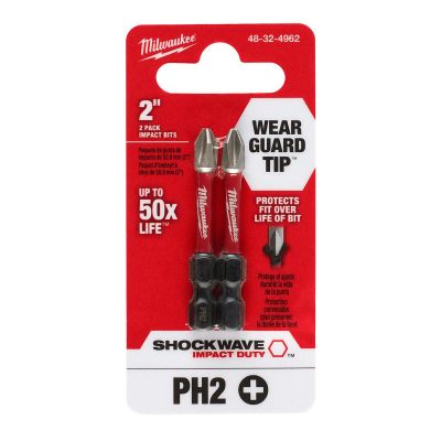 MLW48-32-4962 image(0) - Milwaukee Tool SHOCKWAVE Impact Duty 2" PH2 Bit 2PK