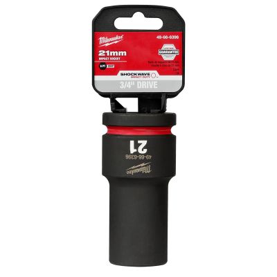 MLW49-66-6396 image(0) - Milwaukee Tool SHOCKWAVE Impact Duty  3/4"Drive 21MM Deep 6 Point Socket