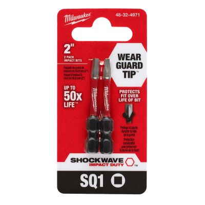 MLW48-32-4971 image(0) - Milwaukee Tool SHOCKWAVE Impact Duty 2" SQ1 Bit 2PK