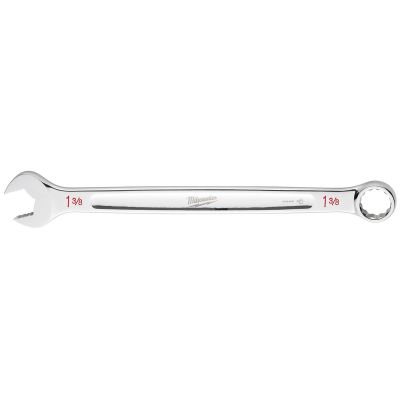 MLW45-96-9440 image(0) - Milwaukee Tool 1-3/8" SAE Combination Wrench, 12-Point, Steel, Chrome, Ergonomic, I-Beam Handle